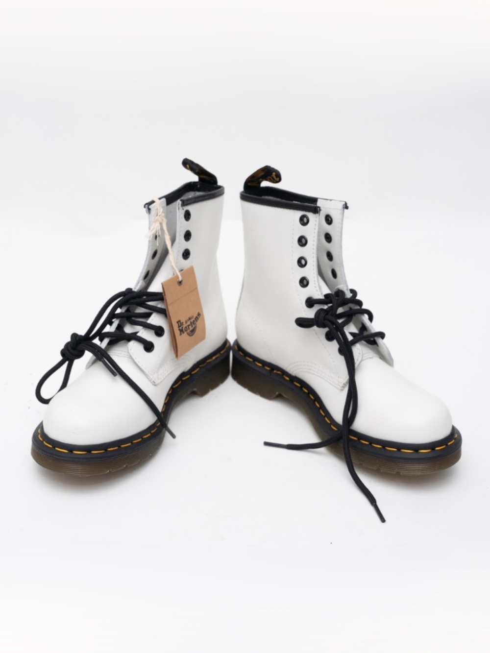 Dr‎ Martens White Leather Combat Boots Size 6